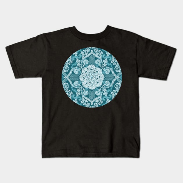 Centered Lace - Teal Kids T-Shirt by micklyn